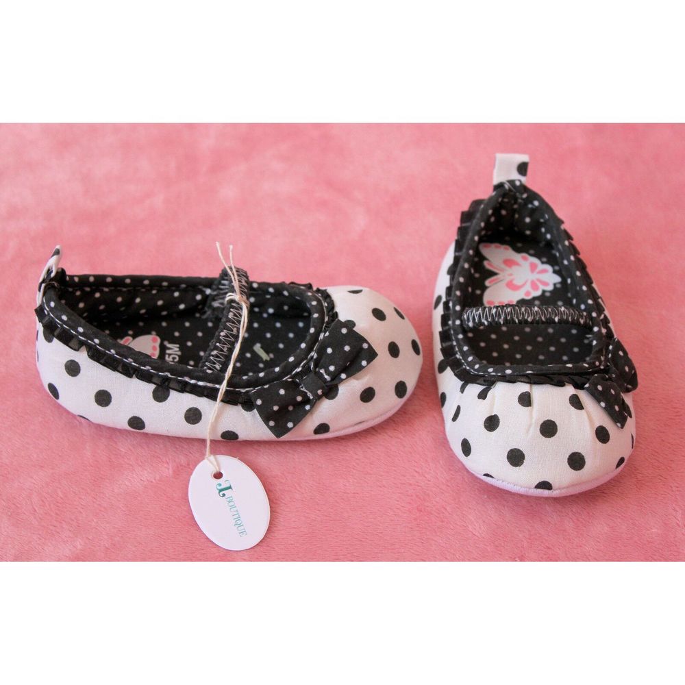 Baby Girl First Walker White Polka Dots Shoes size 2
